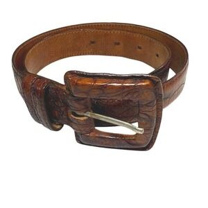 VTG. JOAN & DAVID Brown Calfskin Leather Belt Preppy Western Women's Small 33"
